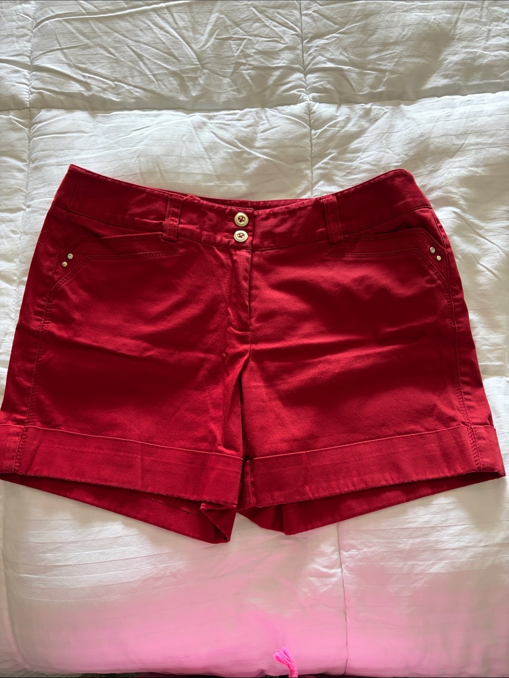 White House Black Market Red Cuffed Bermuda Shorts